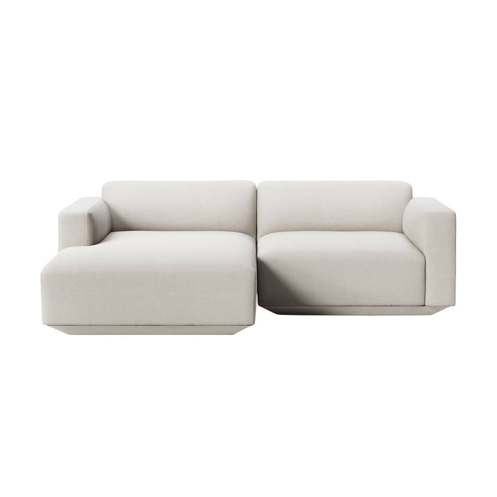 Divano d\'angolo Develius C tessuto beige / 3 posti - L 220 cm / Penisola sinistra - &tradition - Pietra (tessuto Linara Stone 266) - Legno, Schiuma HR, Tessuto