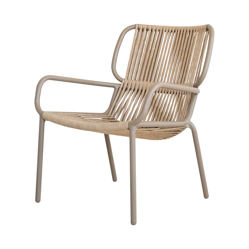 Fauteuil bas Ribbon Lounge beige / Corde polypropylène - Vincent Sheppard - Sable / Taupe - Aluminium thermolaqué, Corde polypropylène