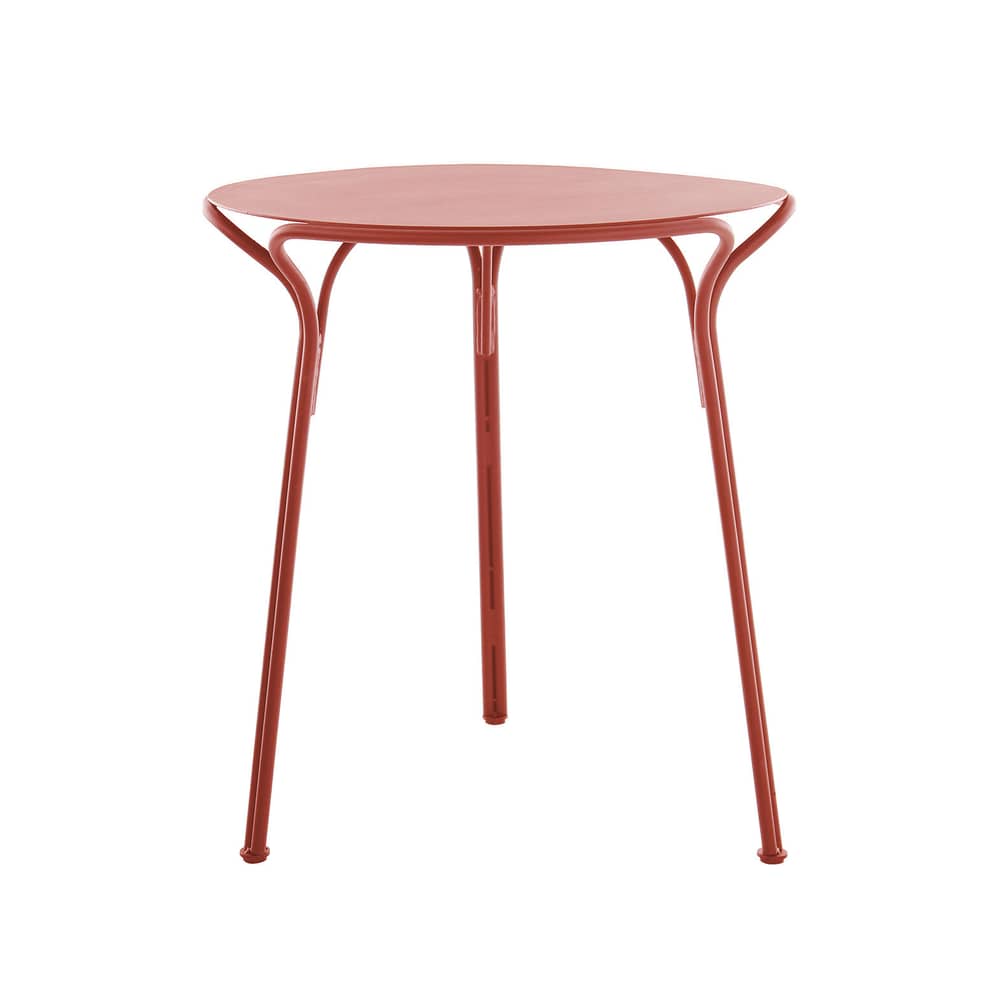 HiRay Round table metal red / Metal - Ø 60 cm - Kartell - Rust red - Painted galvanized steel
