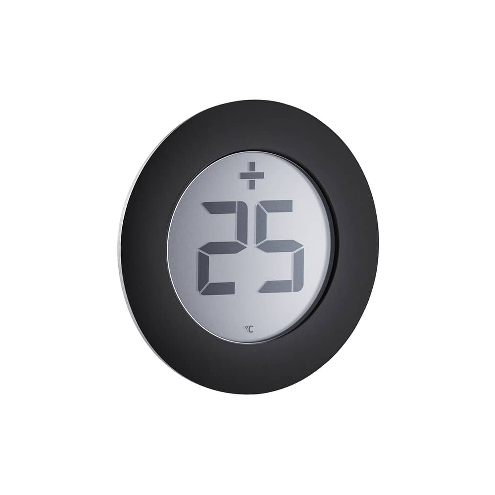 Thermomètre digital d\'extérieur  métal / Autocollant - Pour fenêtre - Eva Trio - Acier & noir - Acier, Thermoplastique