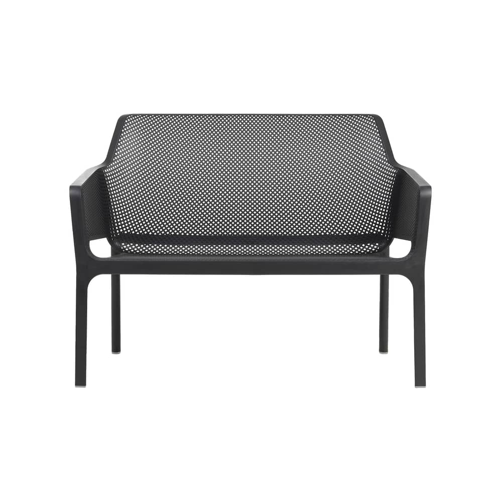 Banc avec dossier Net noir / Empilable - L 116 cm - NARDI - Anthracite - Résine de fibre de verre