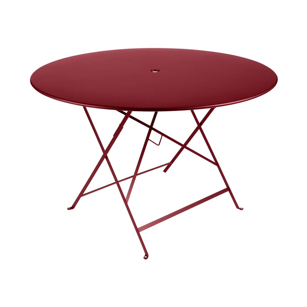 Tavolo pieghevole Bistro / Ø 117 cm - 6/8 persone - Foro per ombrellone - Fermob - Peperoncino - Acciaio verniciato