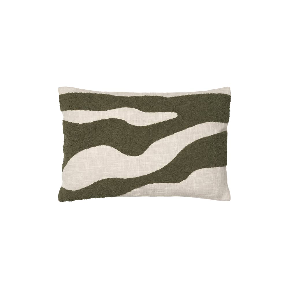 Foodera cuscino Marlie tessuto verde / 60 x 40 cm - Ricami a rilievo - BROSTE COPENHAGEN - Verde muschio / Avena - Cotone