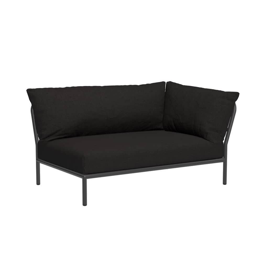 Canapé de jardin modulable Level 2   / Dossier extra moelleux - Angle droit - L 139 x P 92,5  cm - Houe - Charbon (tissu Heritage) - Acier thermolaqué, Mousse polyuréthane, Tissu Sunbrella Heritage