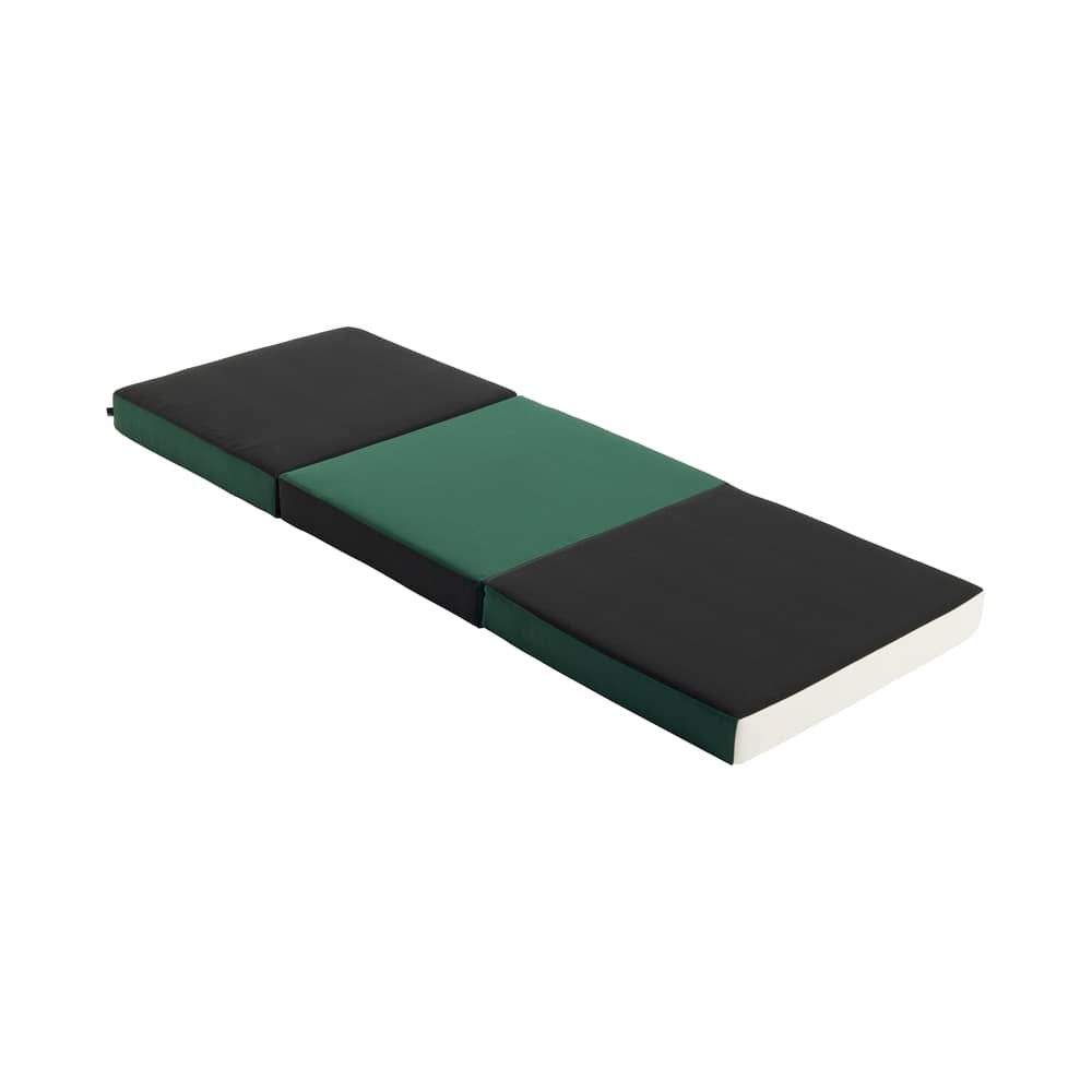 3 Fold Floor cushion textile green / Ottoman & daybed - 195 x 70 cm - Hay - Green / Anthracite - Olefin fabric, Polyurethane foam