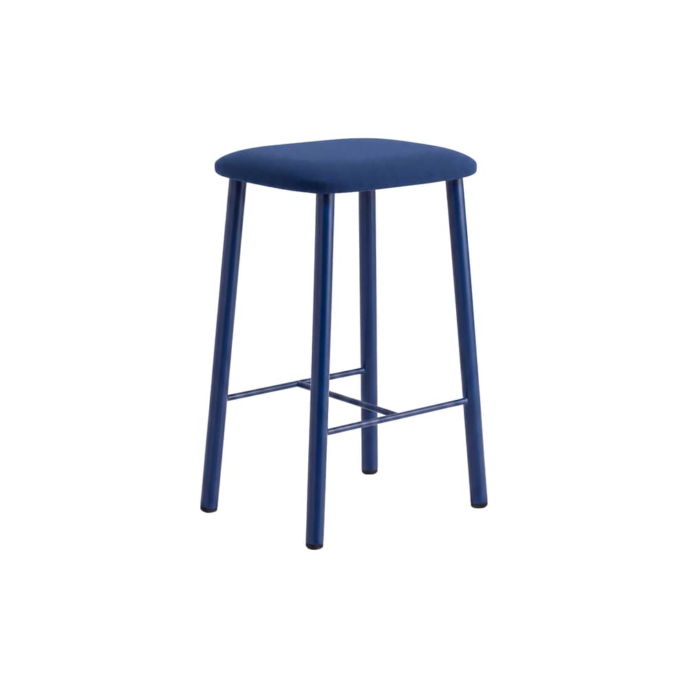 Sgabello bar Bird tessuto blu / H 65 cm - Imbottito - raawii - Blu / Seduta in tessuto blu - Acciaio termolaccato, Espanso, Tessuto Kvadrat