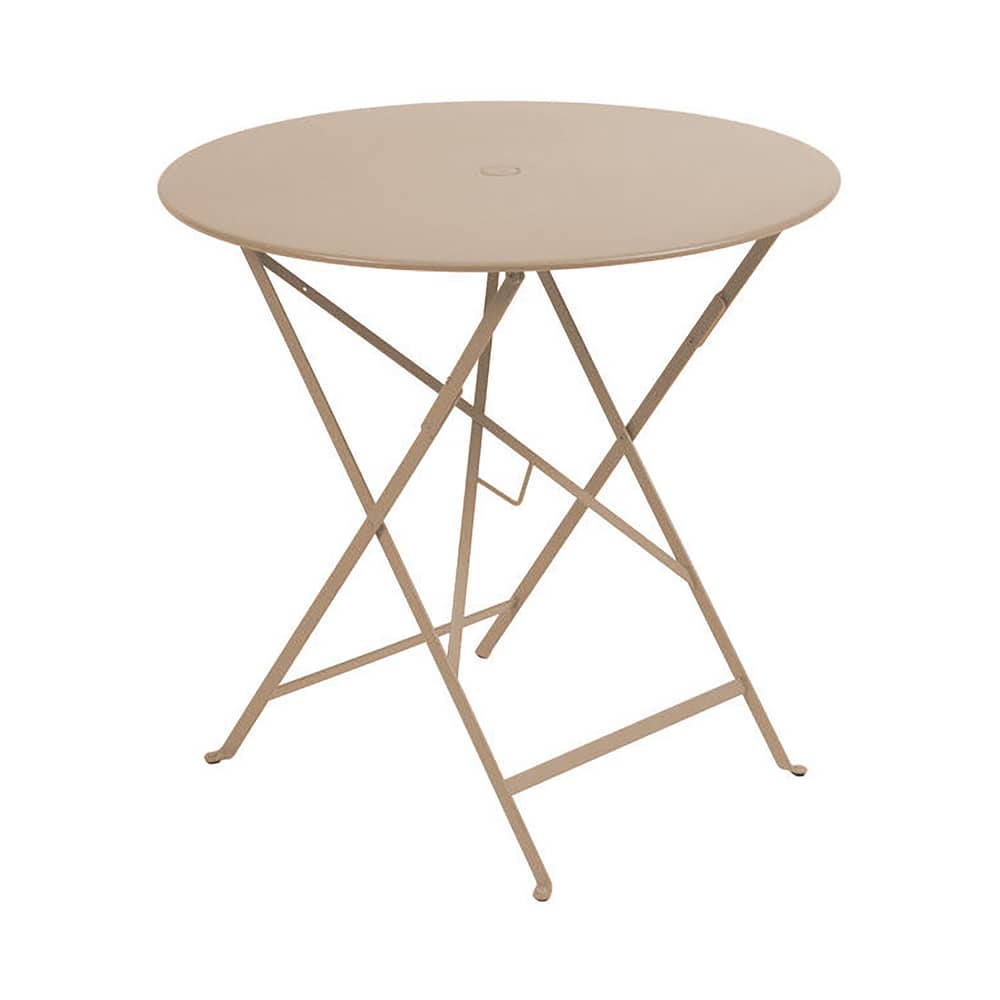 Tavolo pieghevole Bistro metallo beige Ø 77cm - Pieghevole - Con foro per parasole - Fermob - Noce moscata - Acciaio laccato