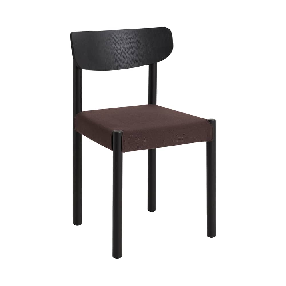 Chaise rembourrée Pack 11 / Dossier contreplaqué - Hay - Tissu prune foncé (Steelcut 695) / Noir - Chêne laqué, Mousse, Tissu