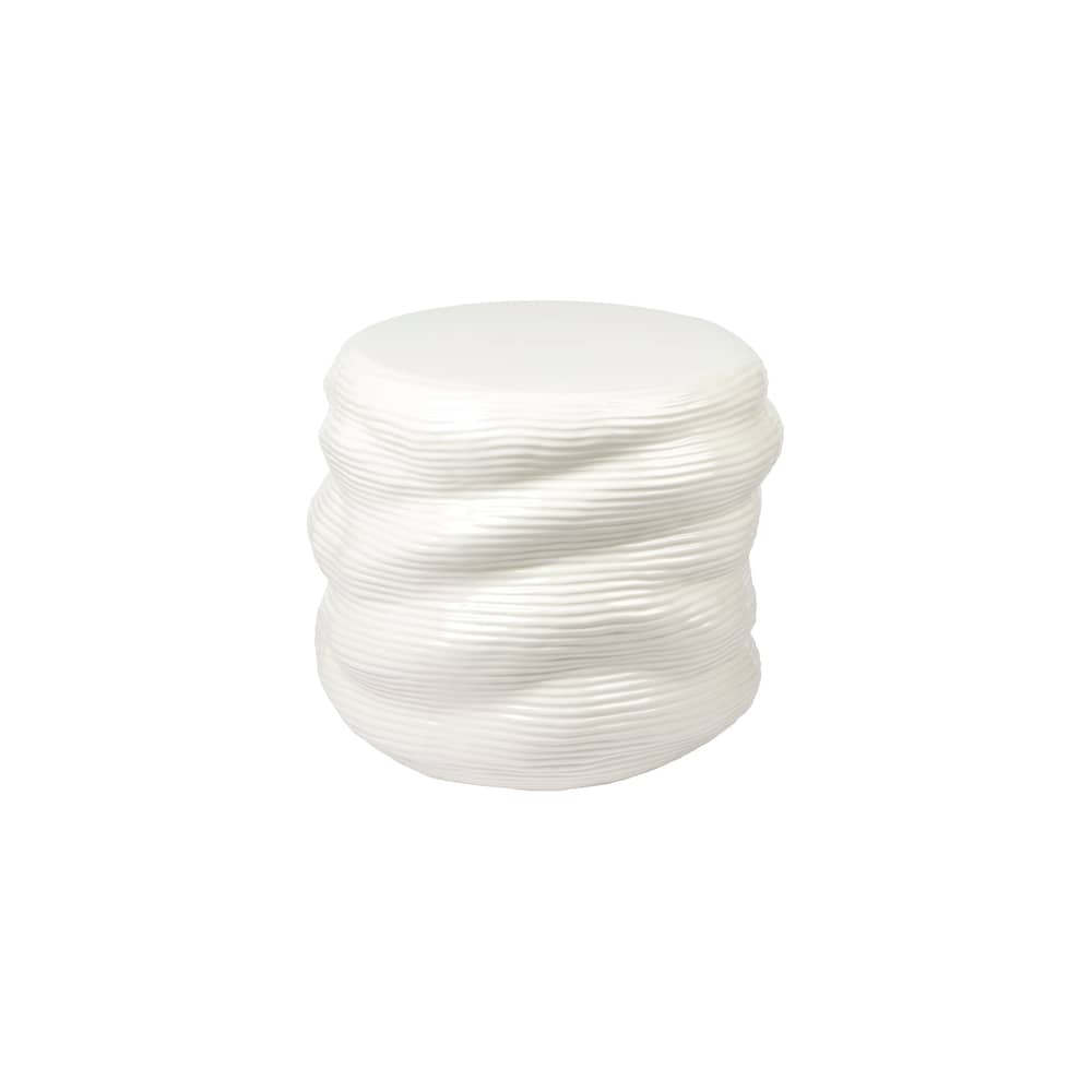 Earthernware End table ceramic white / Ø 44 x H 42 cm - BROSTE COPENHAGEN - Off white - Enamelled sandstone