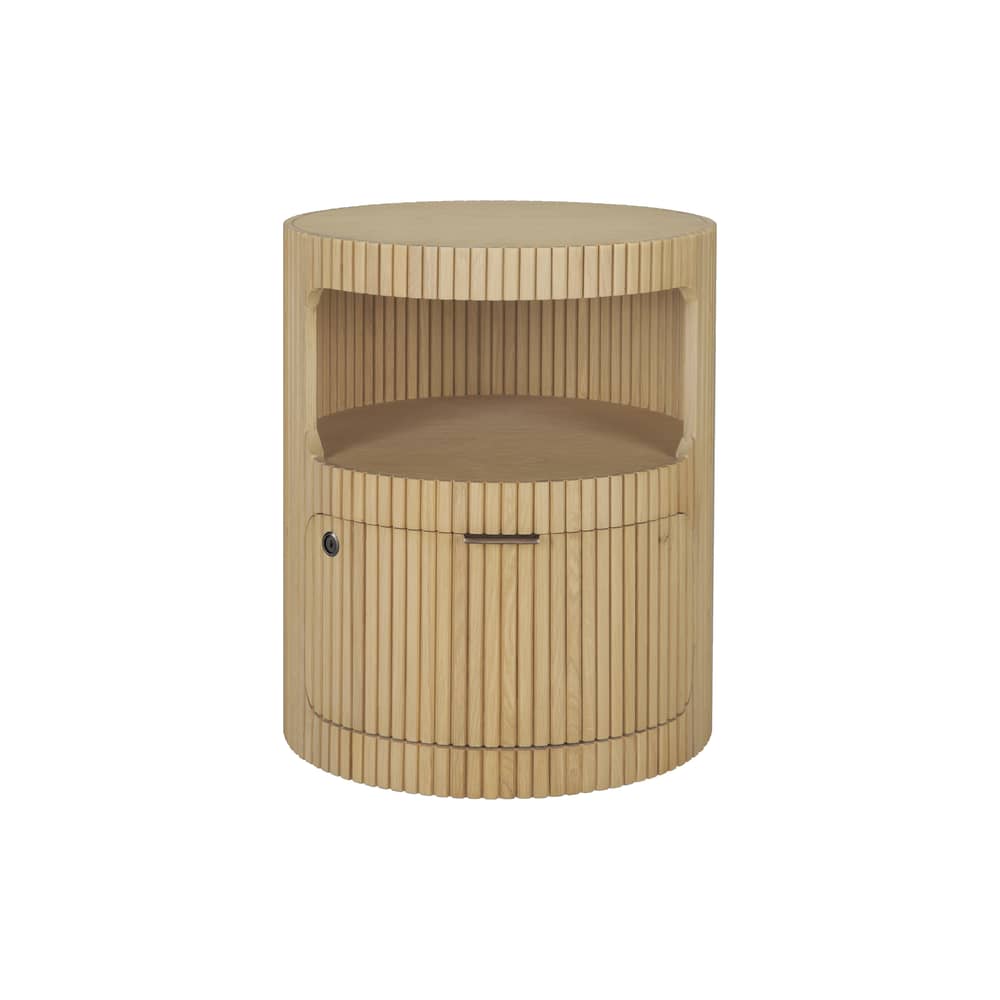 Boomerang Mobile container natural wood / Ø 45 x H 55 cm - Hand-carved - Ethnicraft - Natural Oiled oak - Oiled solid oak