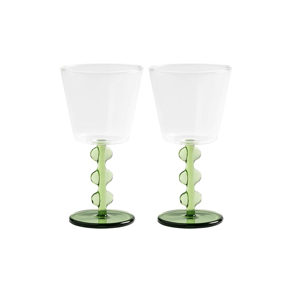 Verre à vin Petal verre vert / Set de 2 - & klevering - Vert - Verre borosilicaté