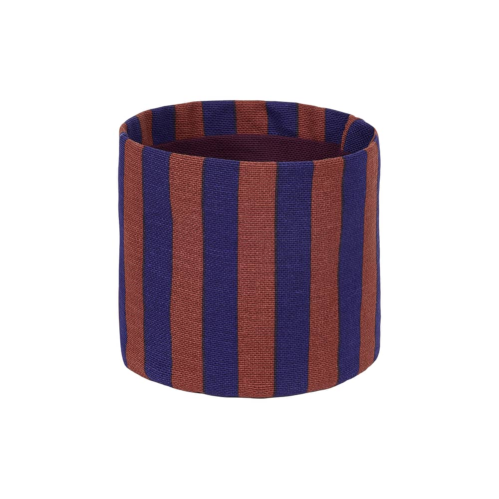  Basket textile blue / H 17 cm - NOBODINOZ - Brown-red & ink blue / Striped - Organic cotton, Polyester