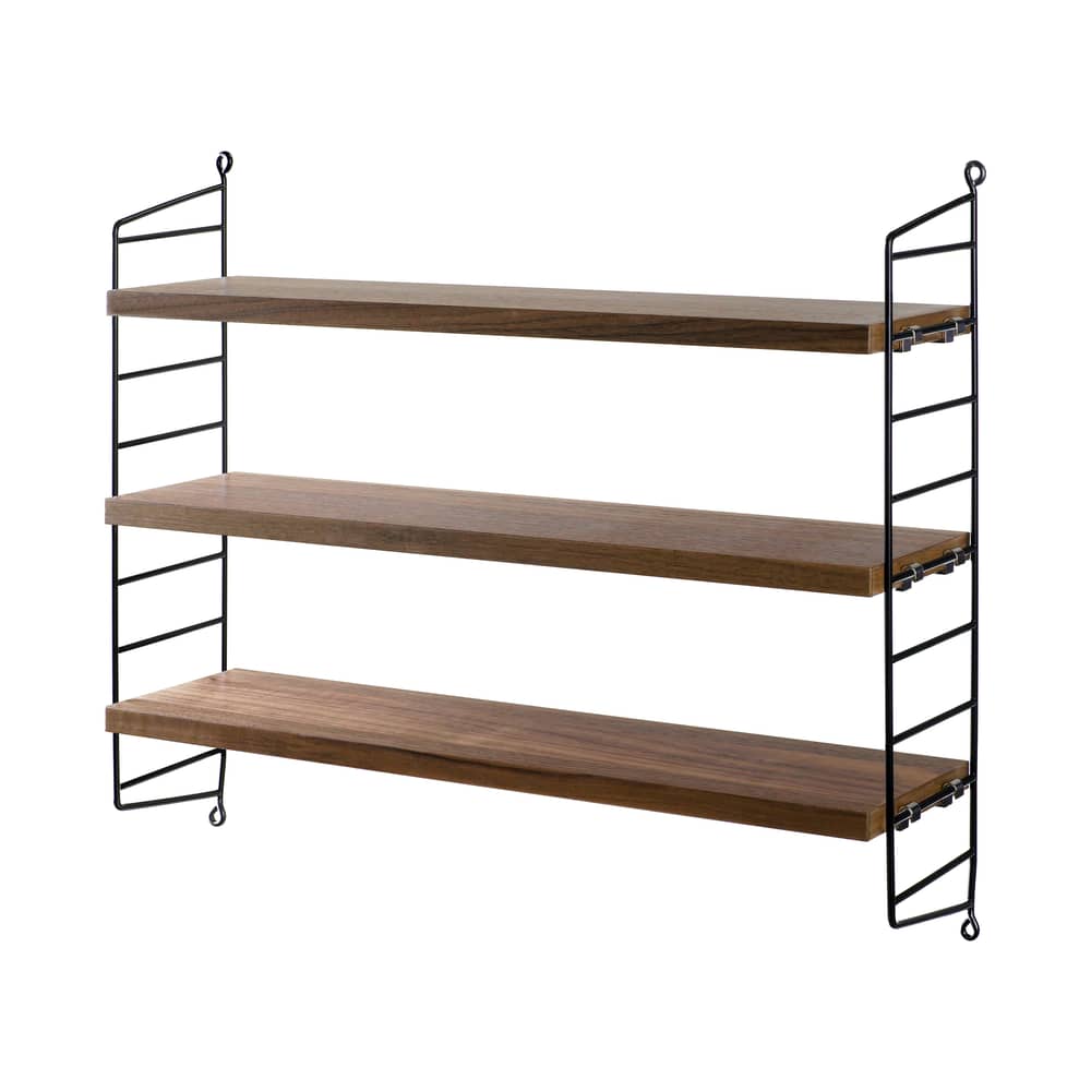 Etagère String® Pocket Noyer & noir / L 60 x H 50 cm - Réédition 1949 - String Furniture - Noyer / Noir - Acier laqué, Aggloméré plaqué