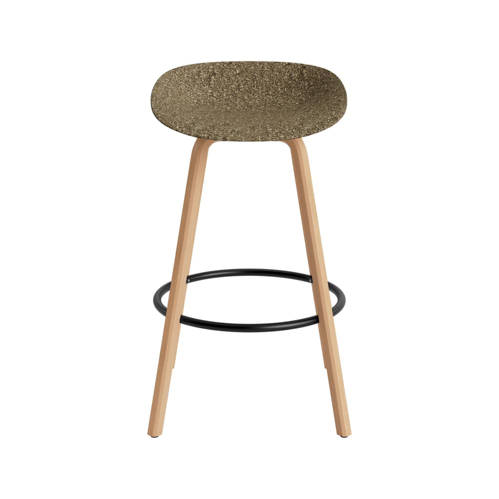 Tabouret de bar Mat / H 75 cm - Algue marine / Pieds hêtre - Normann Copenhagen - Algue (foncé) / Pieds hêtre - Acier thermolaqué, Algue marine, Hêtre certifié FSC