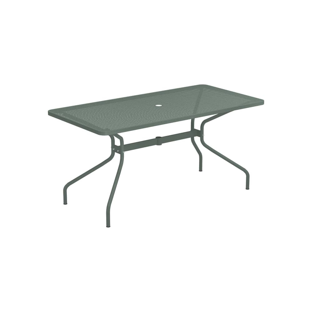 Tavolo rettangolare Cambi metallo verde / 160 x 80 cm - Foro per ombrellone - Emu - Verde scuro - Acciaio, Lamiera forata