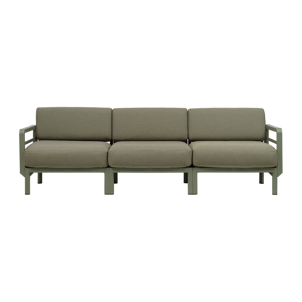 Canapé de jardin modulable Maximo tissu vert / 3 places - L 253.5 cm - NARDI - Vert Cactus / Tissu vert Thym - Mousse polyuréthane, Résine de fibre de verre, Tissu acrylique Sunbrella