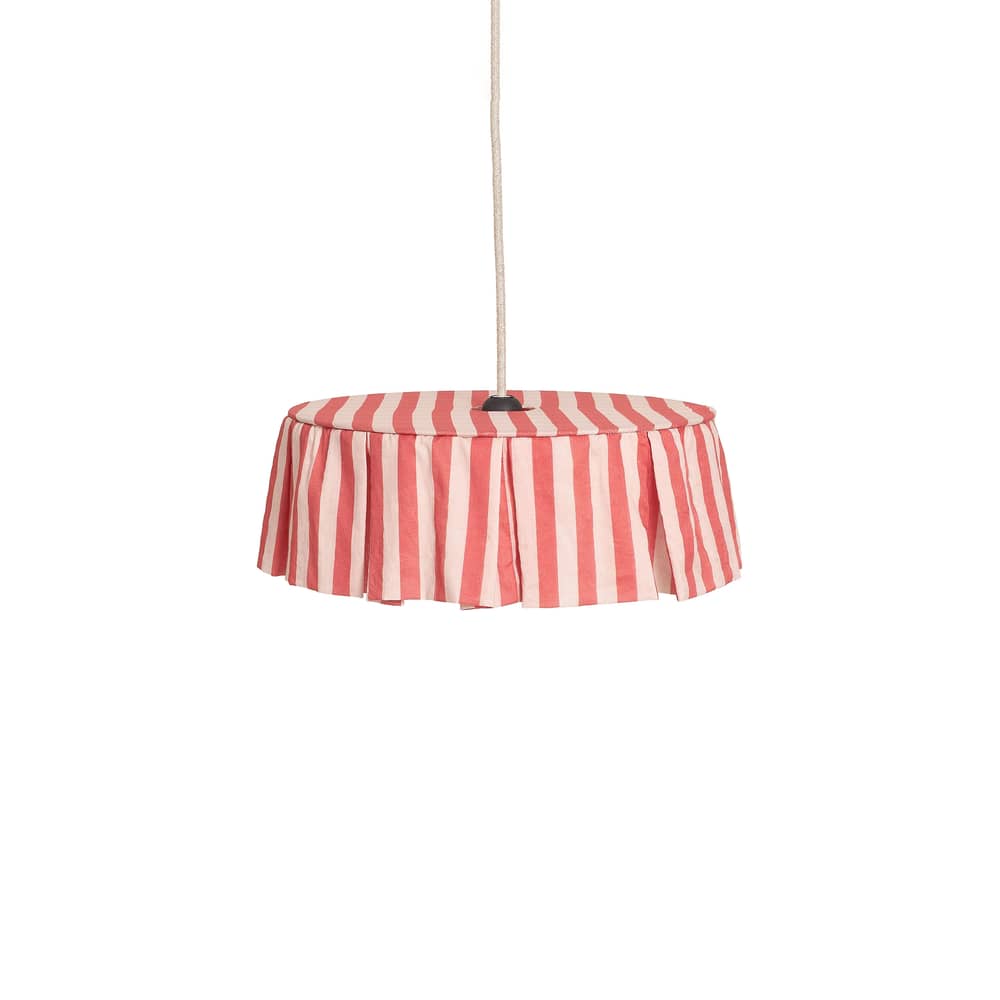 Vibes Lampshade textile red / Ø 40 x H 12 cm - Cotton voile - NOBODINOZ - Red / Stripes - Iron, Organic cotton voile