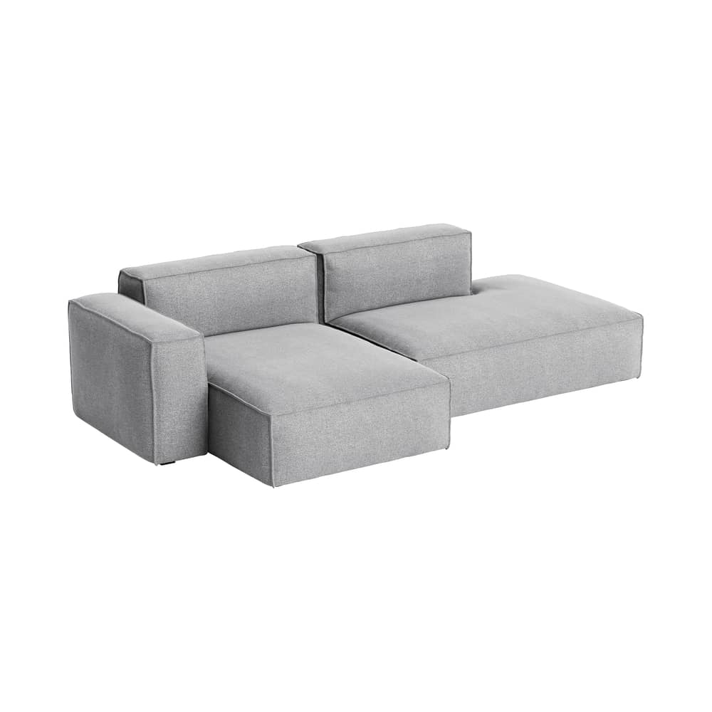 Canapé d\'angle Mags Soft Low Armrest n°3 gris / 2,5 places - L 256.5 cm / Accoudoir gauche - Hay - Accoudoir gauche / Gris (tissu Hallingdal 130) - Contreplaqué, Mousse polyuréthane HR, Tissu