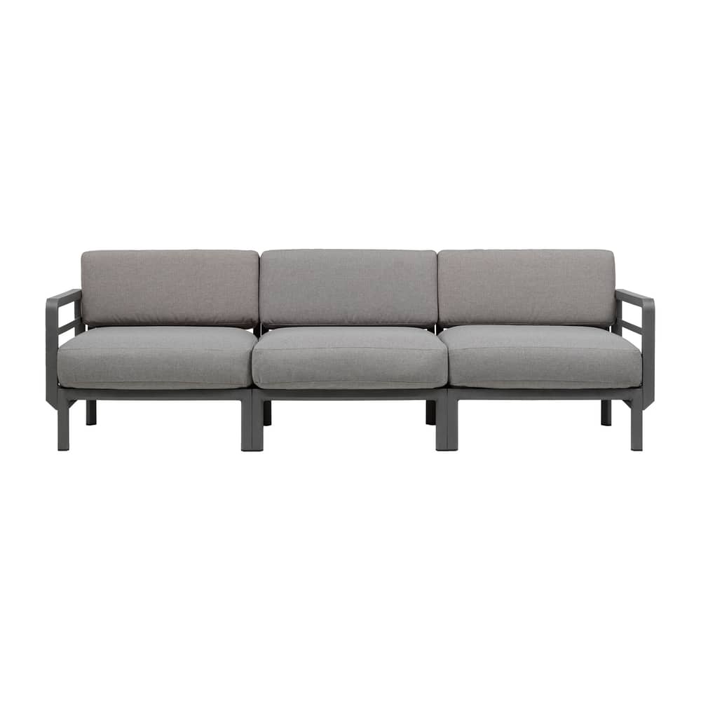 Canapé de jardin modulable Maximo tissu gris / 3 places - L 253.5 cm - NARDI - Gris Basalte / Tissu gris lave - Mousse polyuréthane, Résine de fibre de verre, Tissu acrylique Sunbrella
