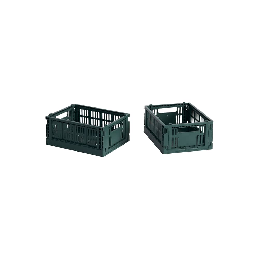 Lot de 2 paniers Colour Crate MINI plastique vert / 17 x 13 cm - Recyclé - Hay - Vert foncé - Polypropylène recyclé