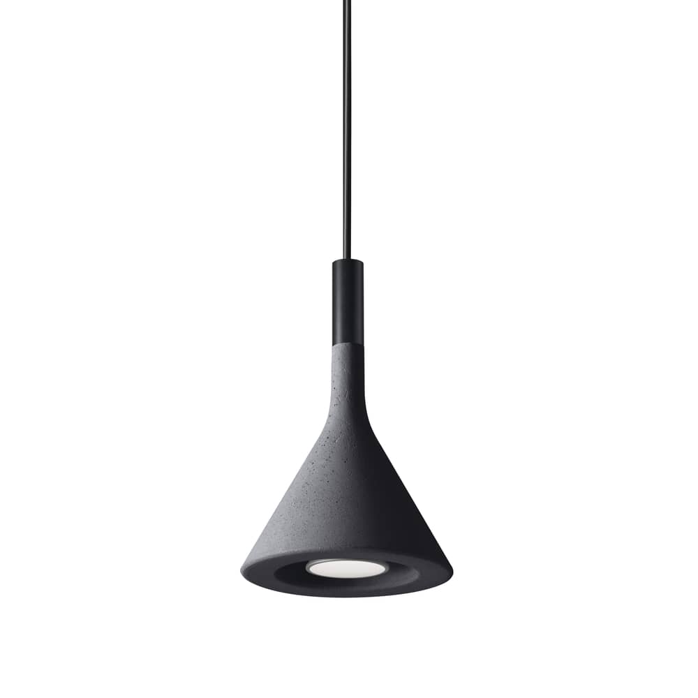 Mini Aplomb Pendant stone grey black / Concrete - Ø 11.5 x H 21 cm - Foscarini - Anthracite - Concrete, Lacquered polycarbonate