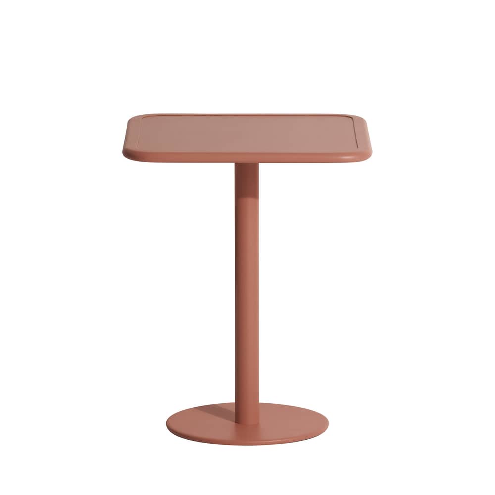 quadratischer Tisch Week-end Bistrot metall braun / 60 x 60 cm - Aluminium - Petite Friture - Terrakotta - Aluminium