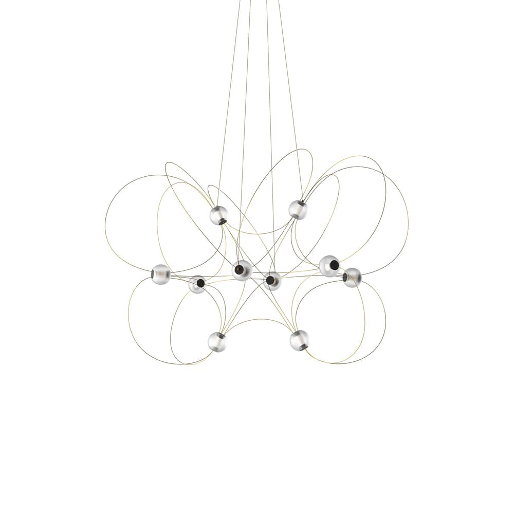 Suspension Munari 10 / LED - 120 x 90 x H 83 cm / Version pré-assemblée - DCW éditions - Or - Acier, Acrylique