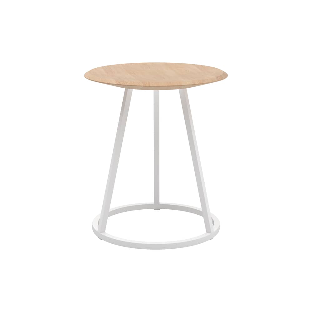 Tabouret Gustave métal blanc - Hartô - Blanc / Frêne naturel - Frêne massif, Métal laqué
