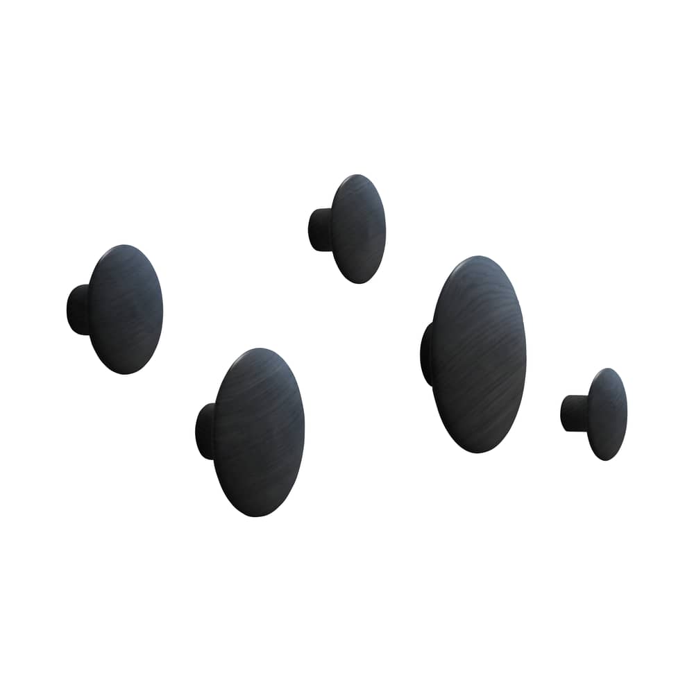 Wandhaken The Dots Wood holz schwarz 5 Stück - Muuto - Schwarz - bemalte Esche