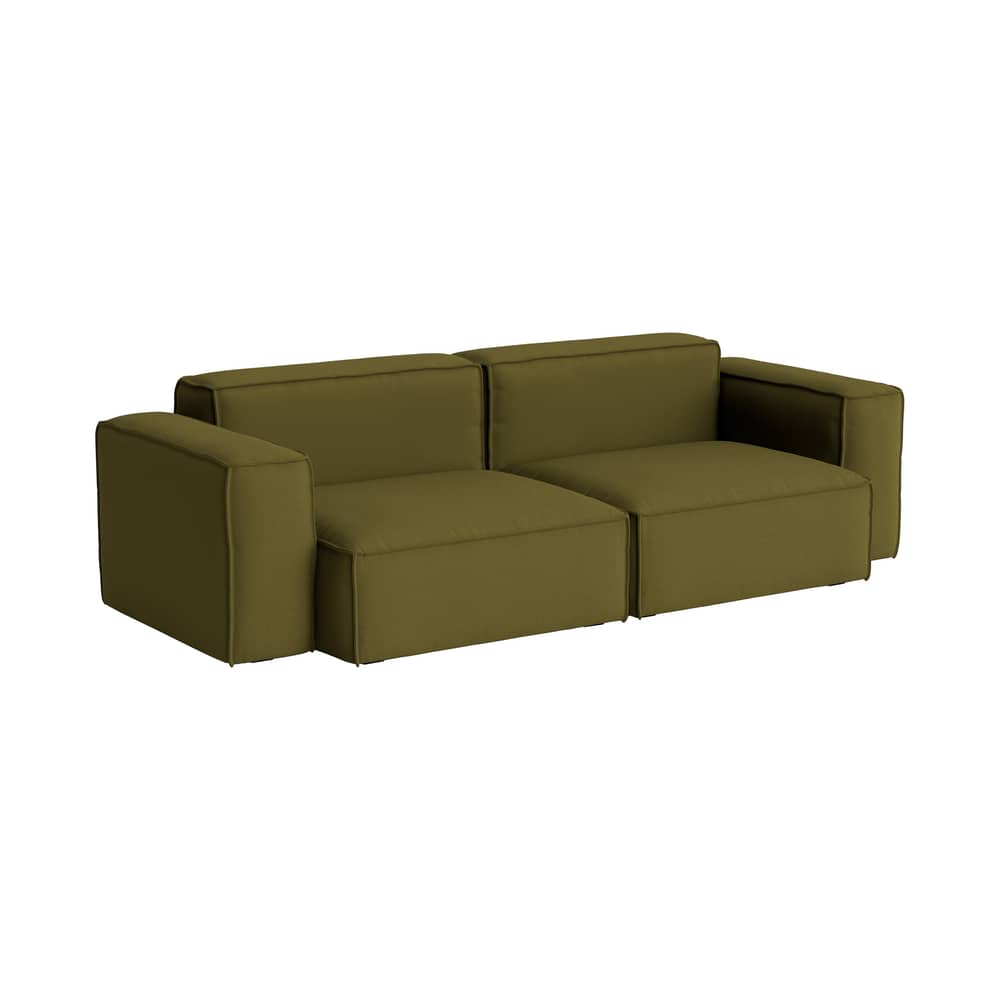 Canapé droit Mags Soft Low Armrest n°1 vert / 2,5 places - L 238 cm - Hay - Vert (tissu Steelcut 985) - Contreplaqué, Mousse polyuréthane HR, Tissu