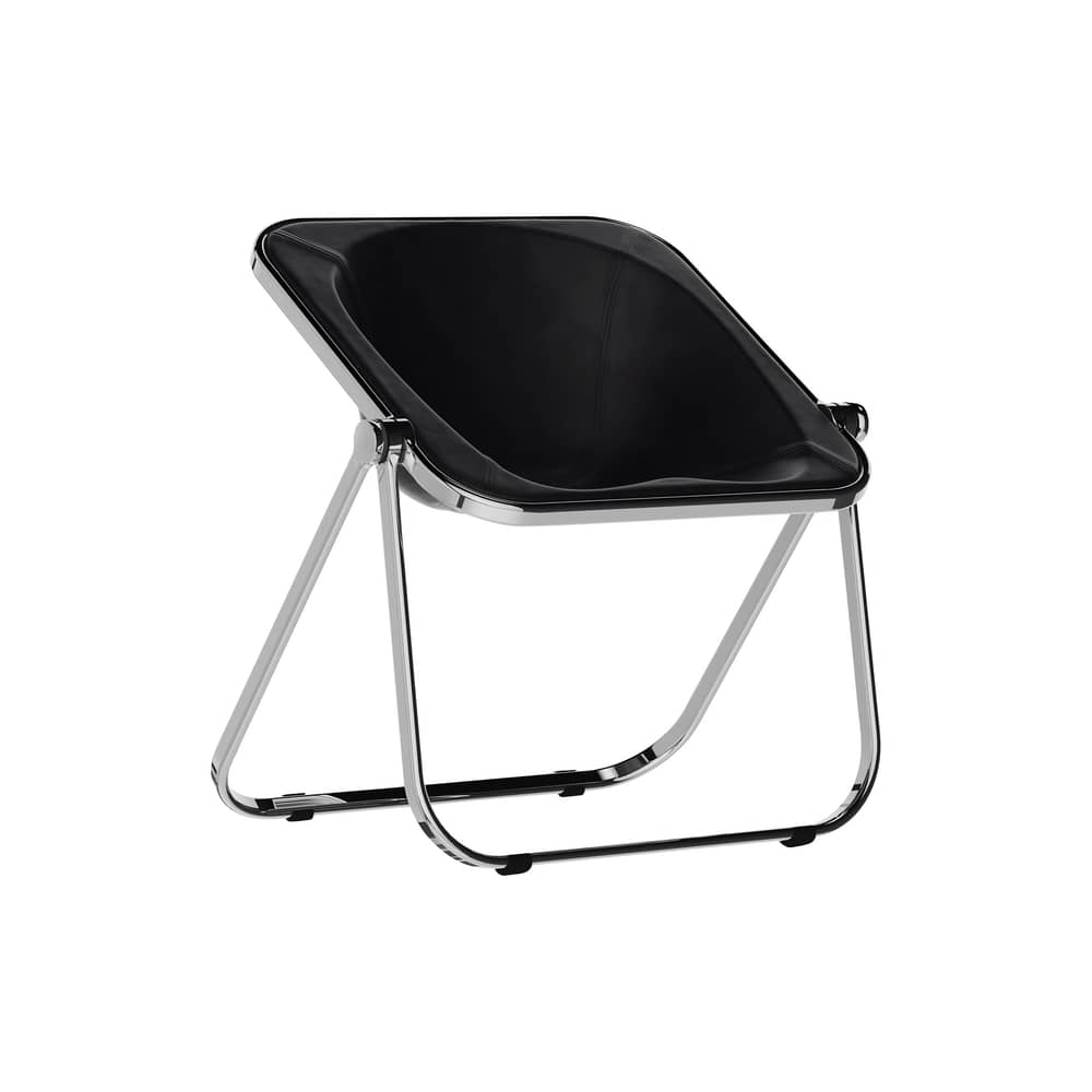 Fauteuil pliant Plona cuir noir / Cuir - Giancarlo Piretti, 1970 - ANONIMA CASTELLI - Cuir noir - Aluminium poli, Cuir