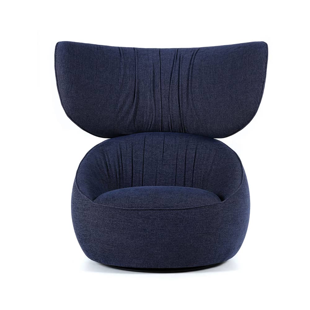 Fauteuil rembourré Hana tissu bleu / Dossier haut - Velours - Avant-première - Moooi - Bleu - Velours Kvadrat