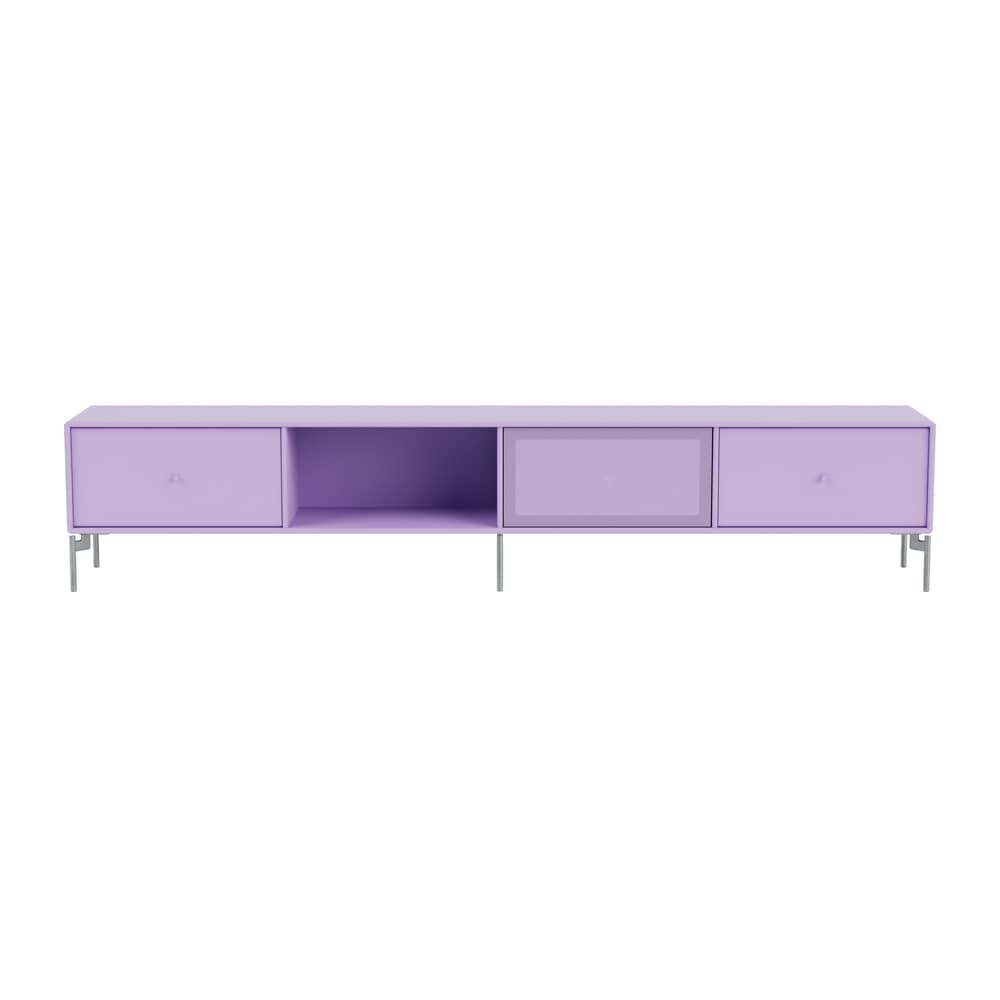 Meuble TV Octave VII bois violet / Avec pieds - L 183,6 x P 30 x H 36,6 cm - MONTANA - Iris 164 - Acier, Acier perforé, MDF laqué