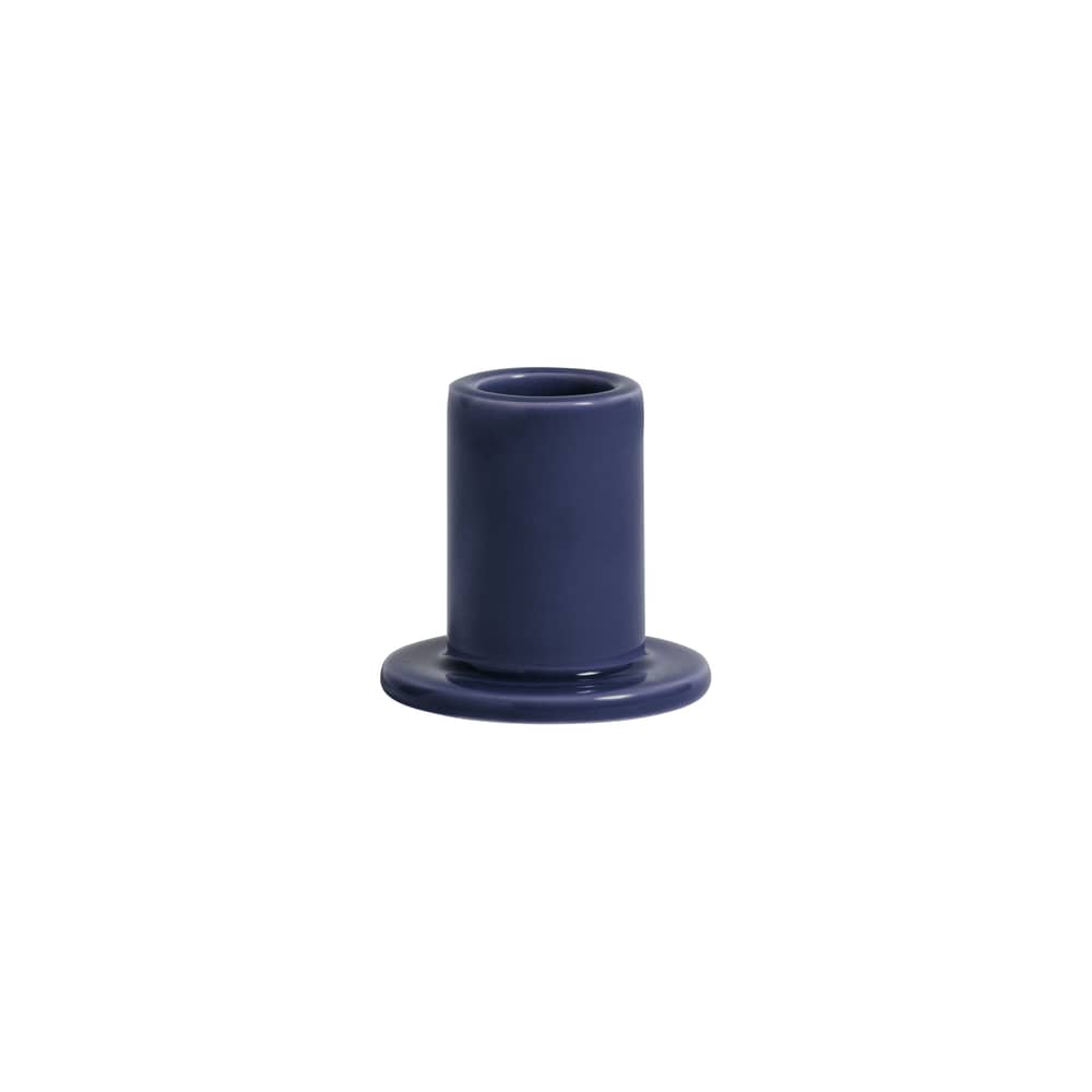 Portacandela Tube Small ceramica blu / H 5 cm - Ceramica - Hay - Blu notte - Maiolica