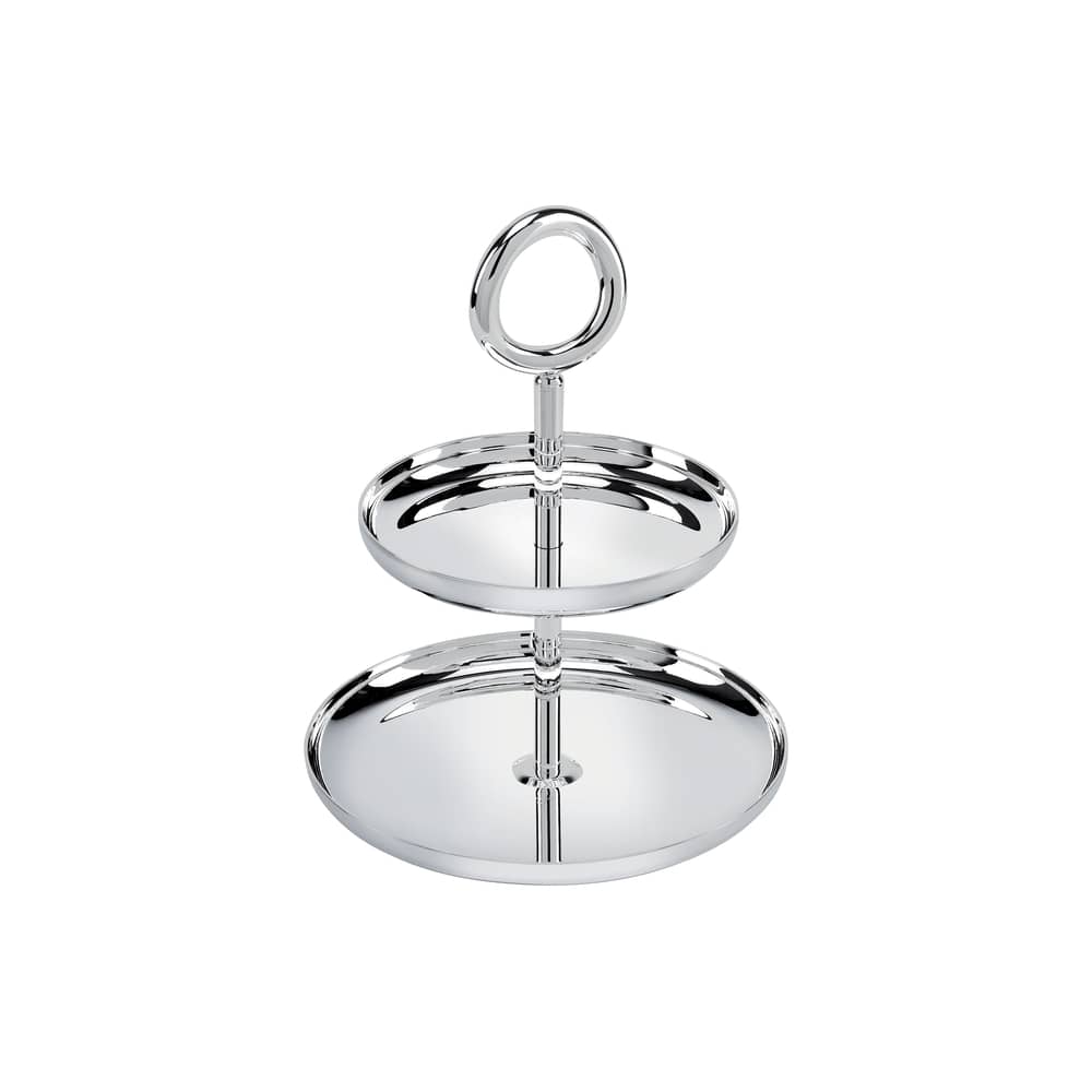 Vertigo Presentation dish metal / 2-tier pastry stand - Andrée Putman, 2002 - Christofle - Silver metal - Silvery metal