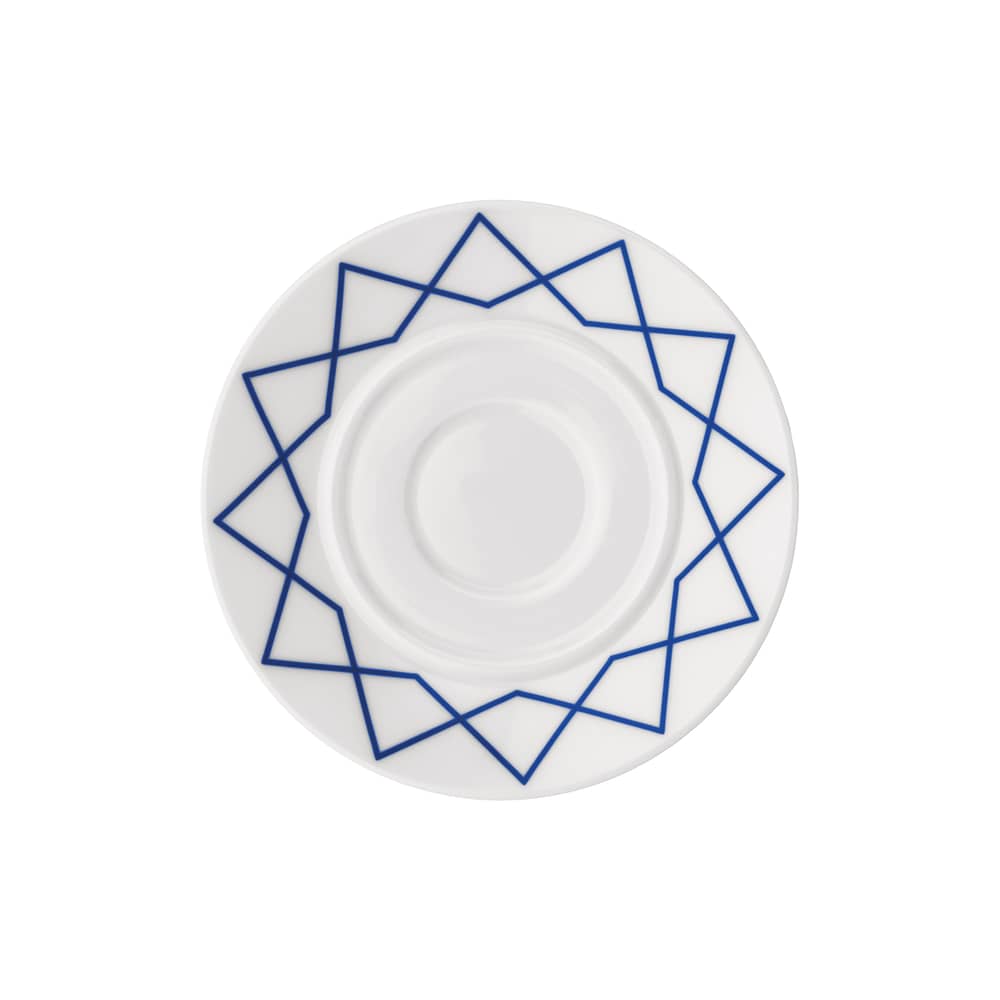 Set de 4 soucoupes / Pour tasse à café ou à thé La Bella Tavola - Alessi - Motif bleu - Porcelaine fine