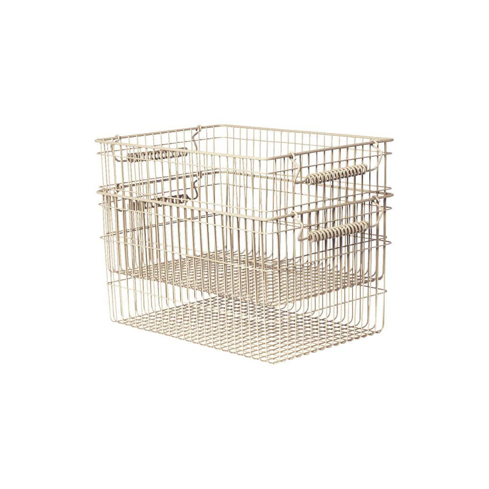 Stapelkorb Cala metall beige / Set von 2 -36 x 26 x H 20 cm - Ferm Living - Kaschmir Beige - Eisen