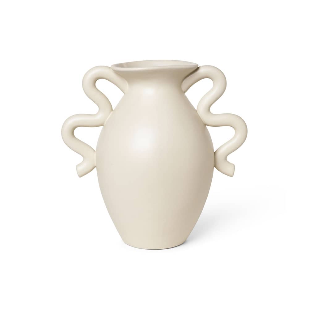 Vase Verso céramique blanc beige / Ø 18 x H 27 cm - Ferm Living - Crème - Grès émaillé