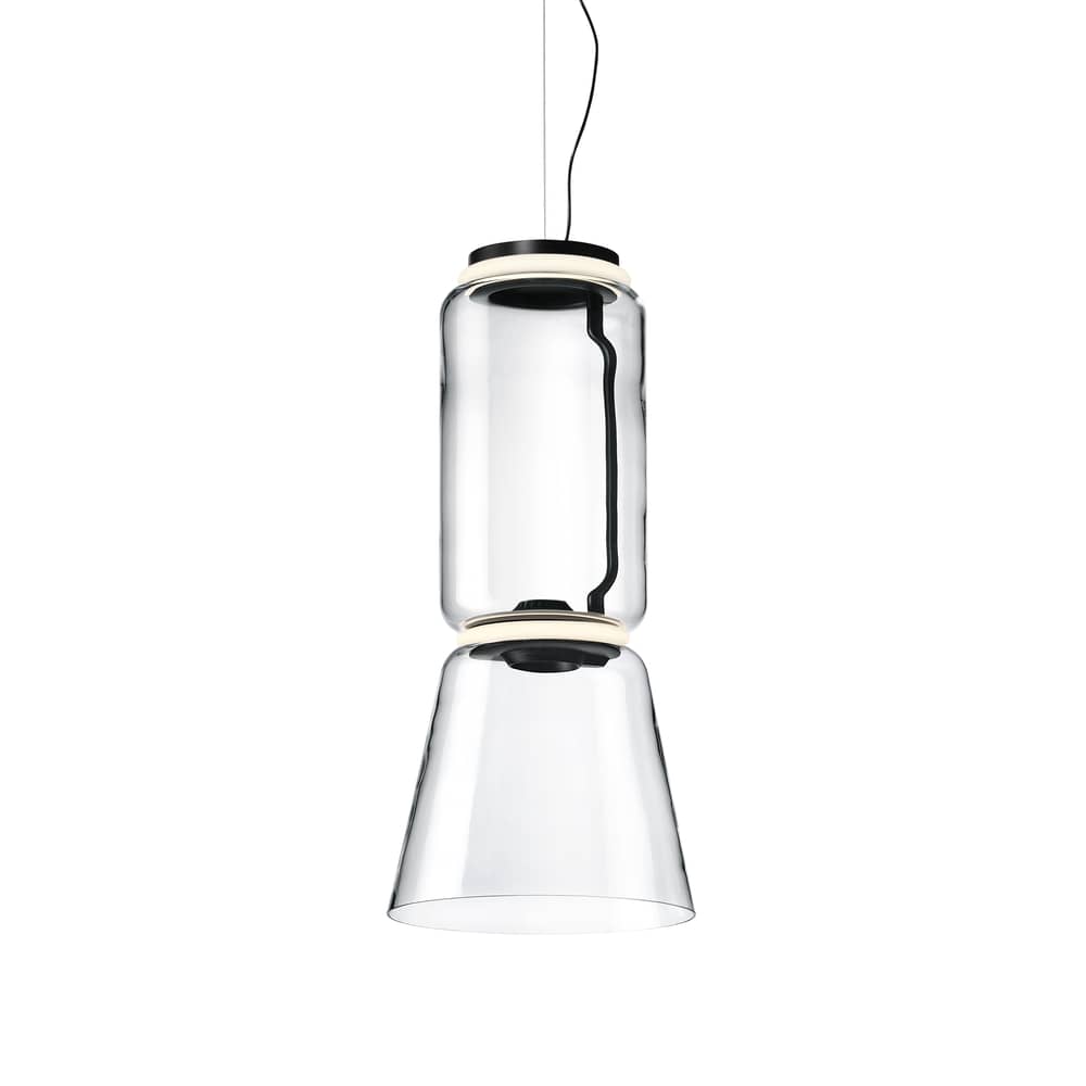 Suspension Noctambule Cône n°1 verre transparent / LED - Ø 36 x H 82 cm / Seconde vie - Flos - H 82 cm / Transparent - Acier, Fonte d\'aluminium, Verre soufflé