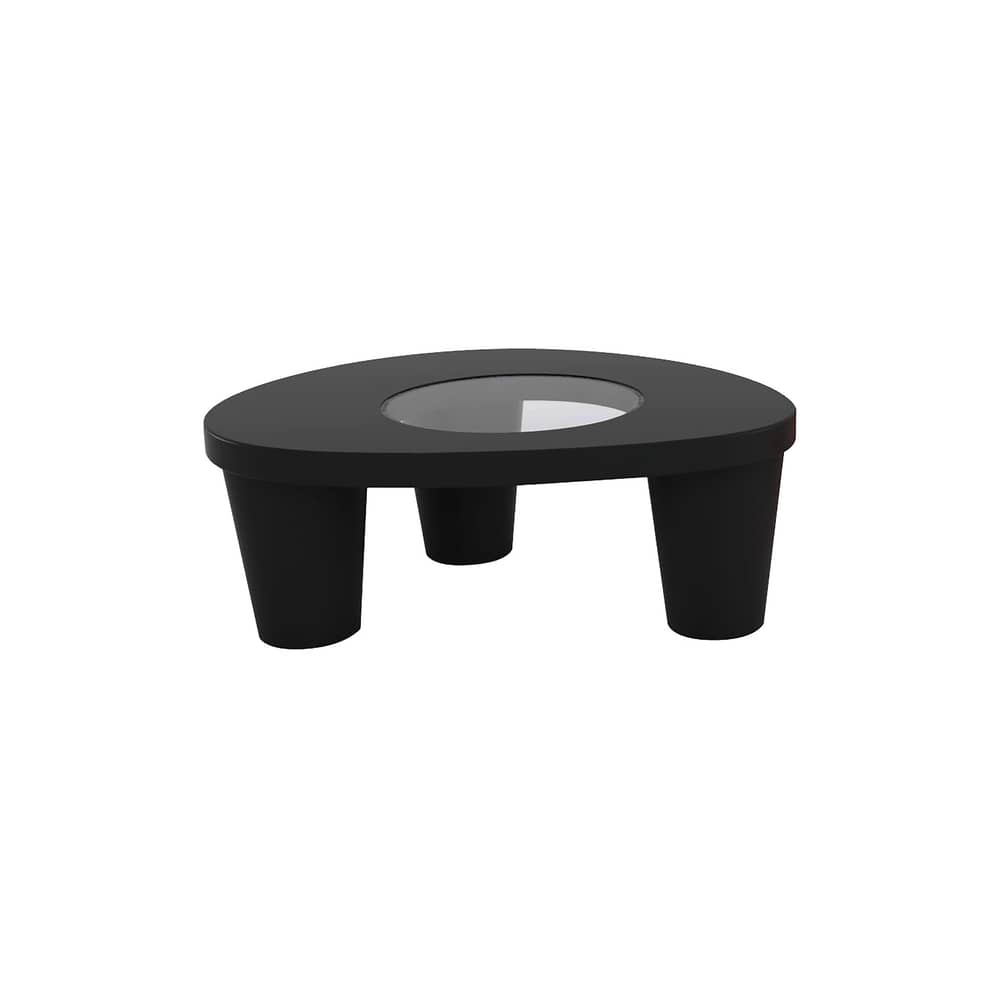 Low Lita Coffee table glass plastic material black Low table - Slide - Black - Glass, Recyclable polyethylene
