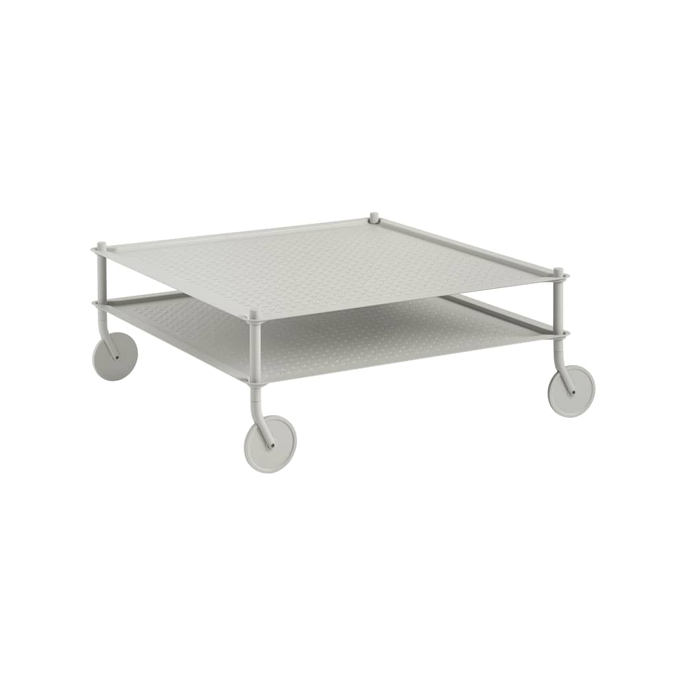Couchtisch Flow metall grau / 95 x 95 x H 45 cm - Rollen - Muuto - Grau - Geprägter Stahl