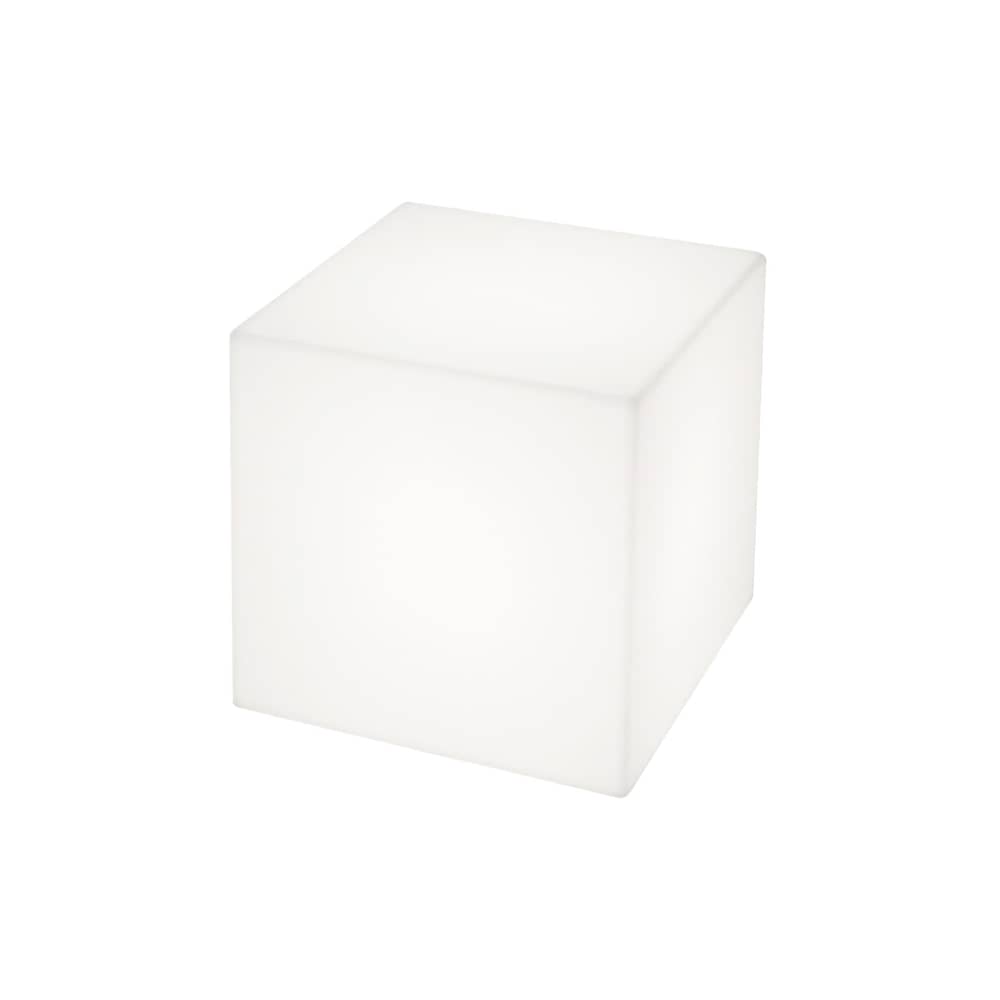 Table d\'appoint lumineuse Cubo LED RGB OUTDOOR / 50 cm - sans fil - Slide - 50 x 50 / Blanc - Polyéthylène recyclable