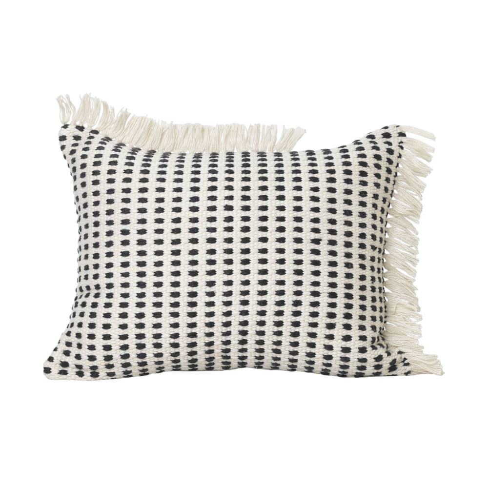 Cuscino per esterno Way tessuto blu / 70 x 50 cm - Bottiglie di plastica riciclata - Ferm Living - Bianco sporco  / Blu - Poliestere riciclato
