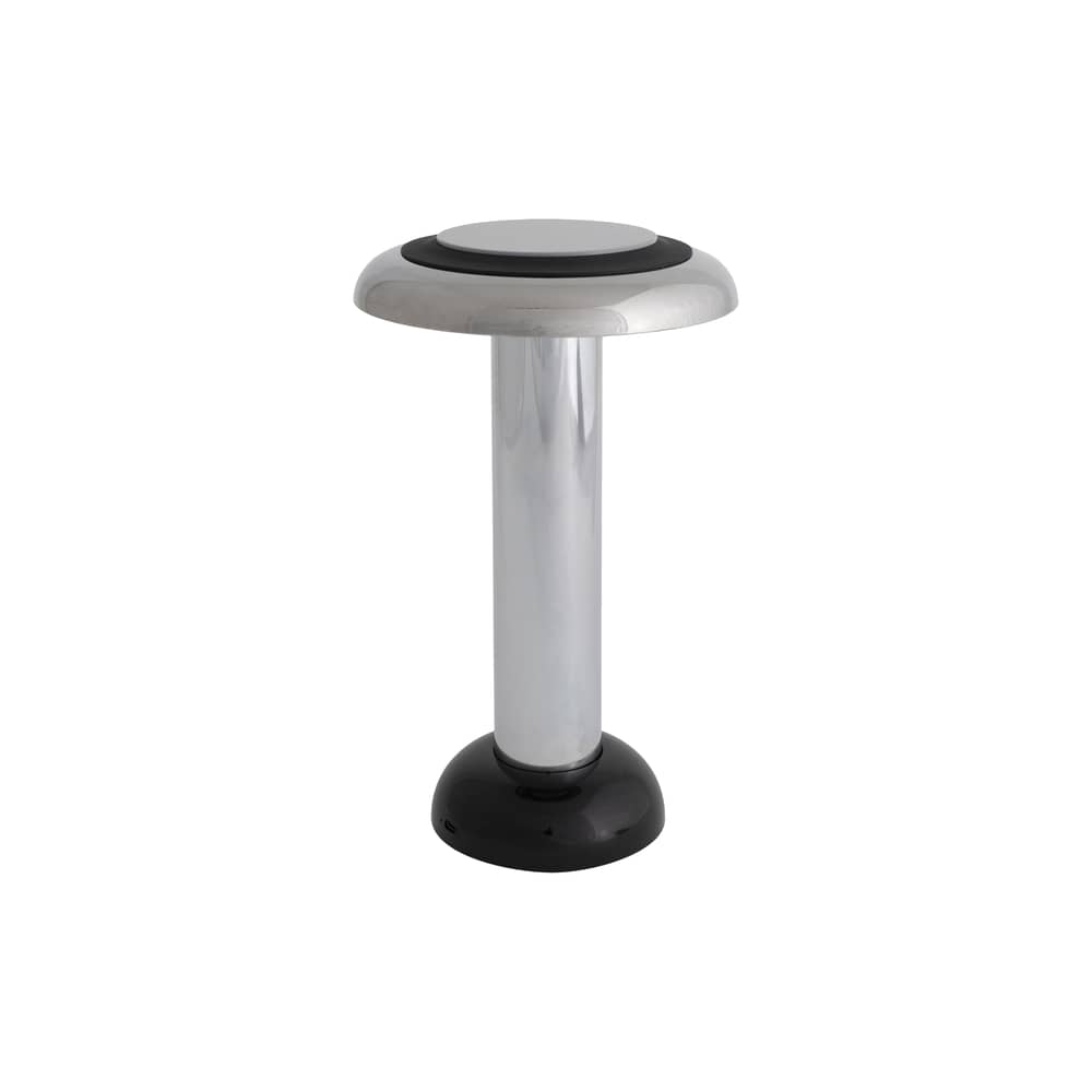 Lampe sans fil rechargeable PL6 LED / By George Sowden - Ø 16 x H 26 cm - SOWDEN - Chromé & noir - Aluminium