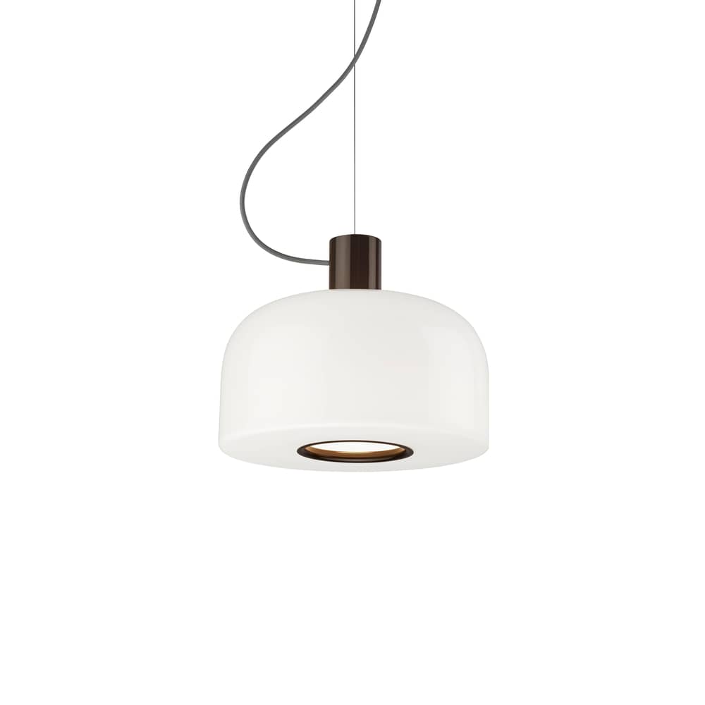 Suspension Bellhop Glass S1 / Ø 33 x H 18,5 cm - Flos - Chocolat - Aluminium, Verre opalin triplex