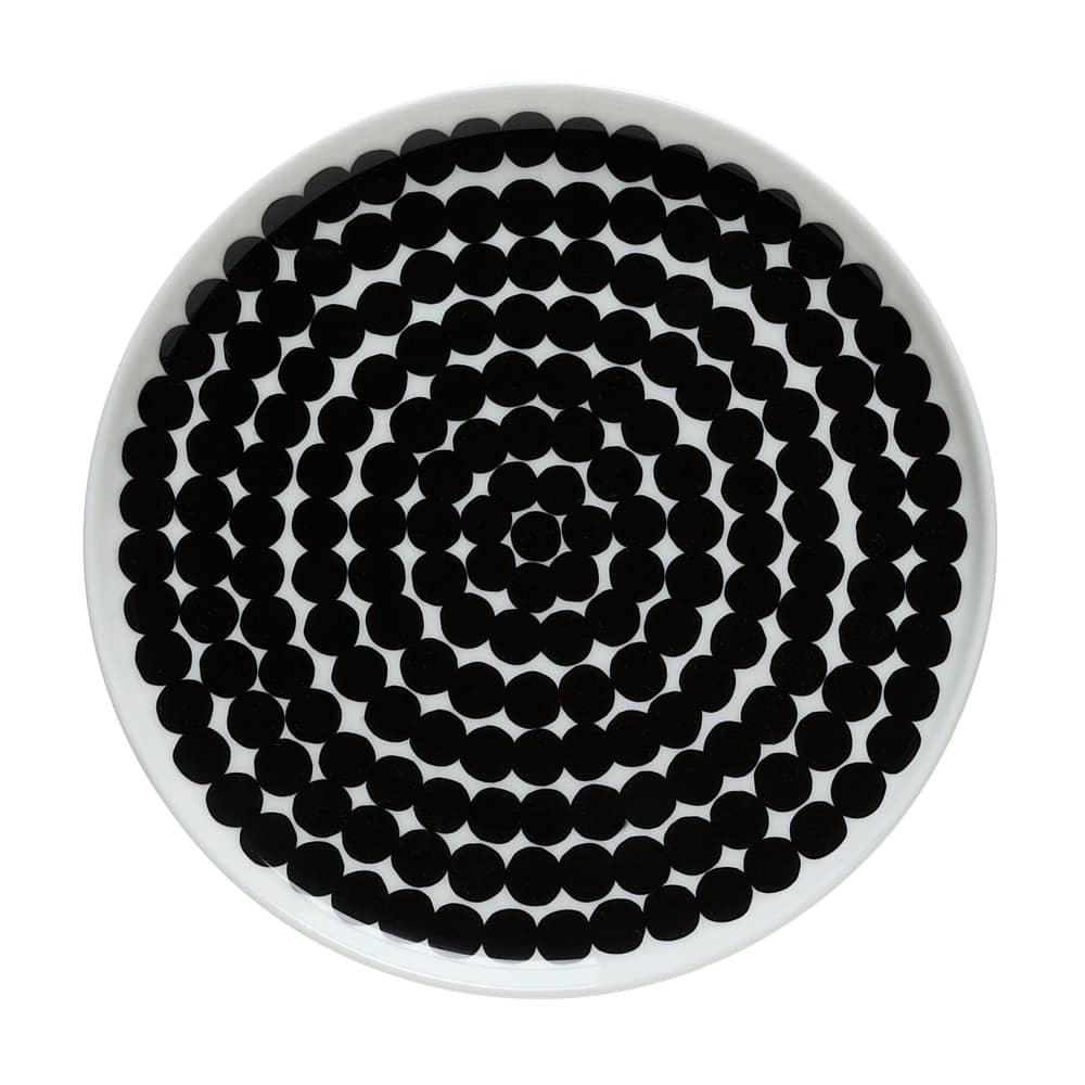 Assiette à dessert Räsymatto céramique blanc noir / Ø 20 cm - Marimekko - Räsymatto / Blanc & noir - Porcelaine