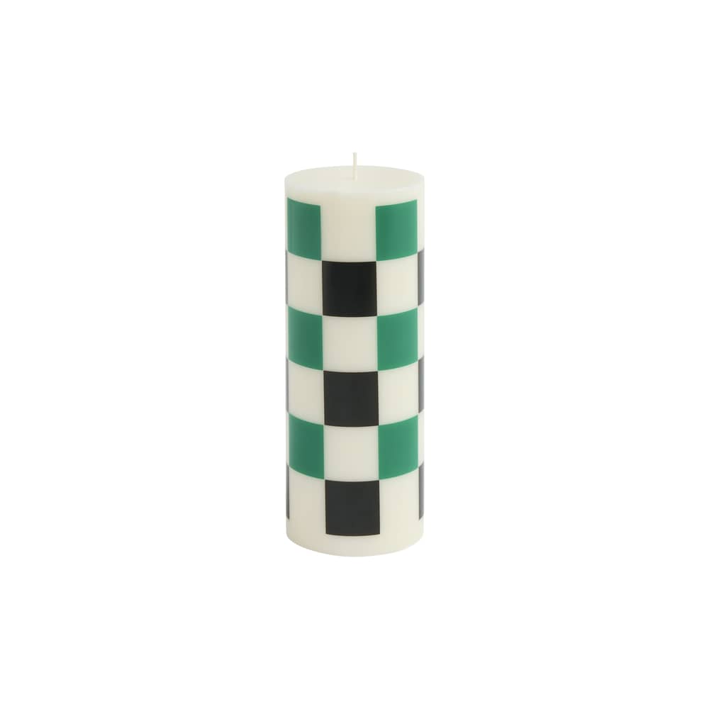 Bougie bloc Column cire multicolore / Ø 7 x H 20 cm / Seconde vie - Hay - Blanc cassé / Vert / Noir - Huile, Stéarine