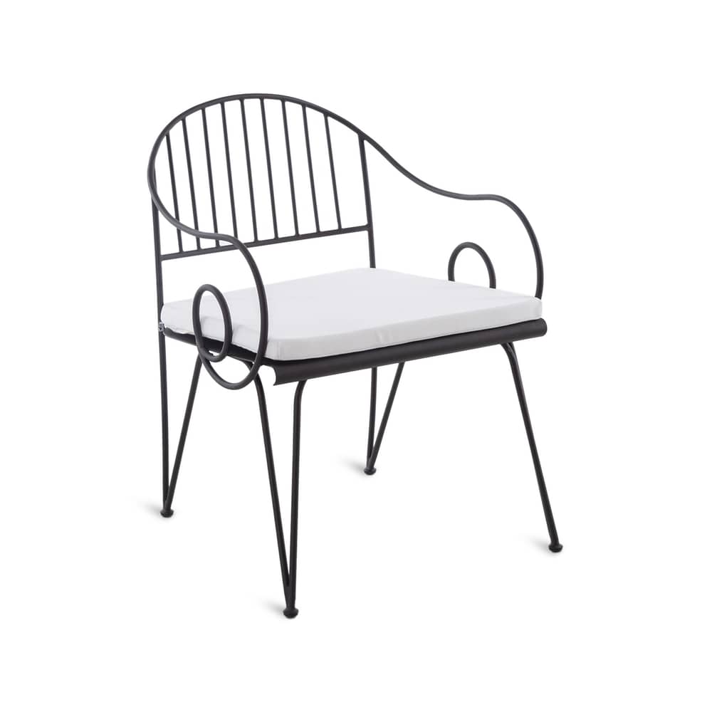 Fauteuil Ariete métal tissu blanc / Fer - Coussin d\'assise - Unopiu - Bronze / Coussin blanc Diamante - Fer, Mousse, Tissu acrylique