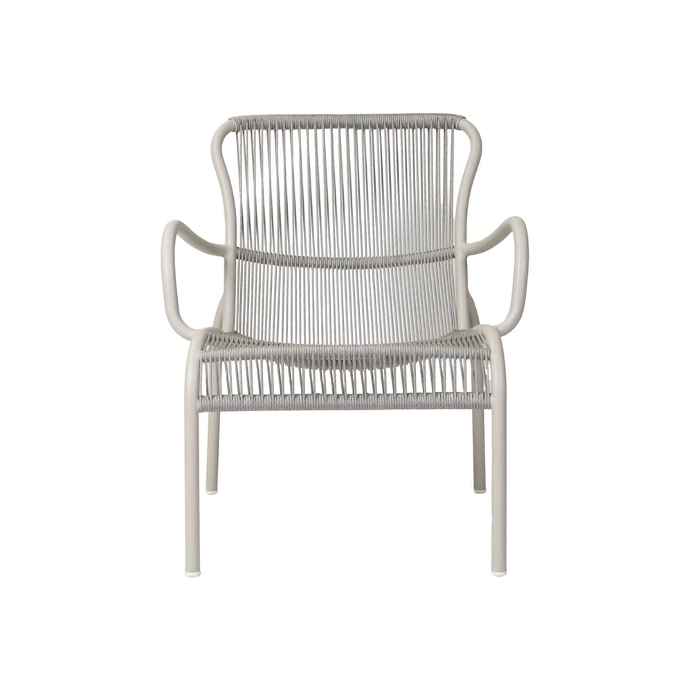 Fauteuil lounge empilable Loop / Corde polypropylène tissée main - Vincent Sheppard - Blanc Dune - Aluminium thermolaqué, Corde polypropylène