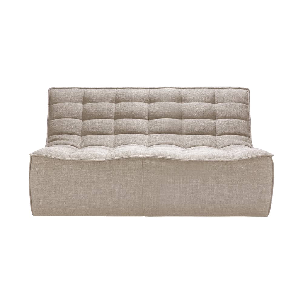 N701 Straight sofa  textile beige / UK version - 2 seater - L 140 cm - Ethnicraft - Beige (UK residential fire retardant) - Fabric, High-density PU foam, Wood